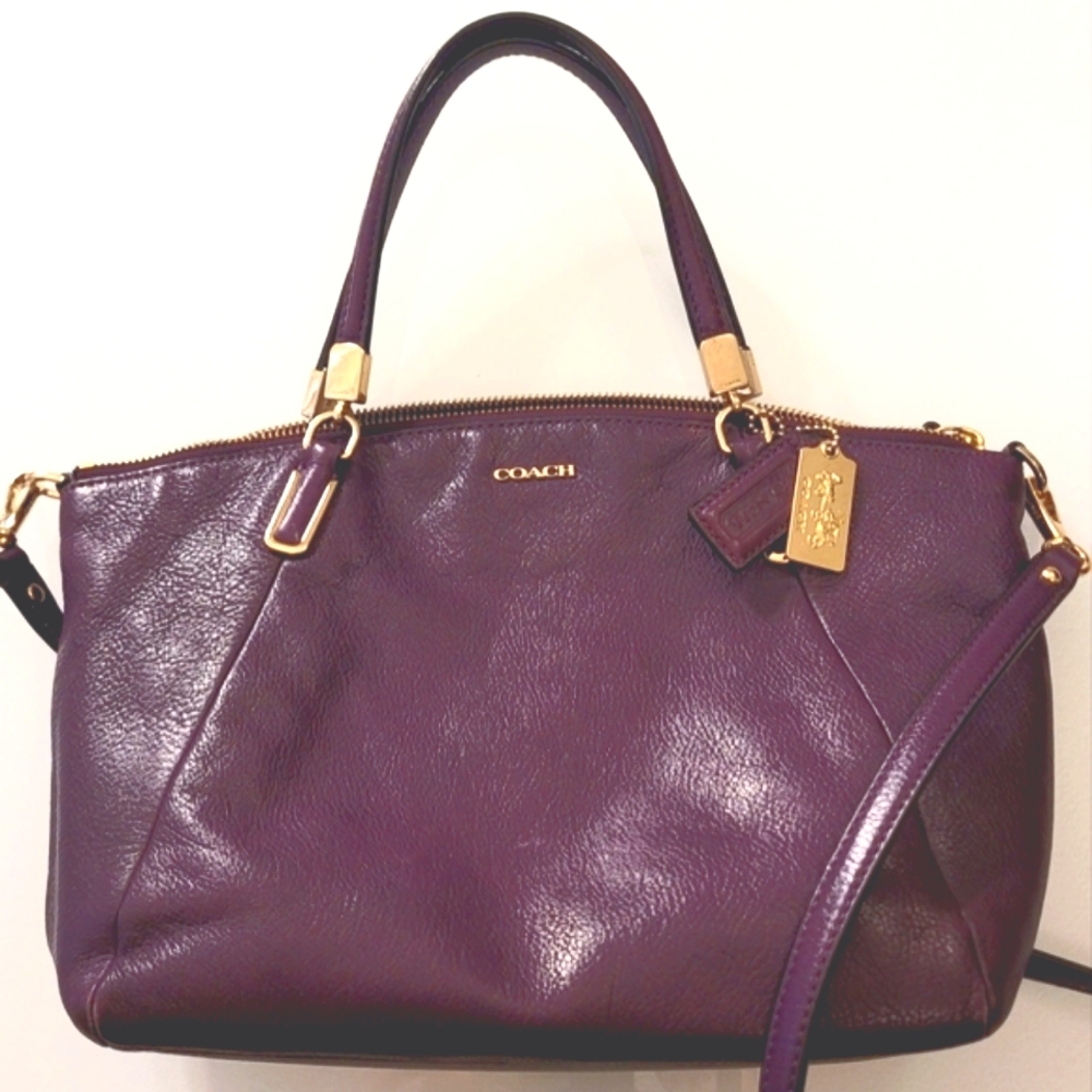 RARE Leather COACH Purple Satchel Crossbody Soft w Dustbag